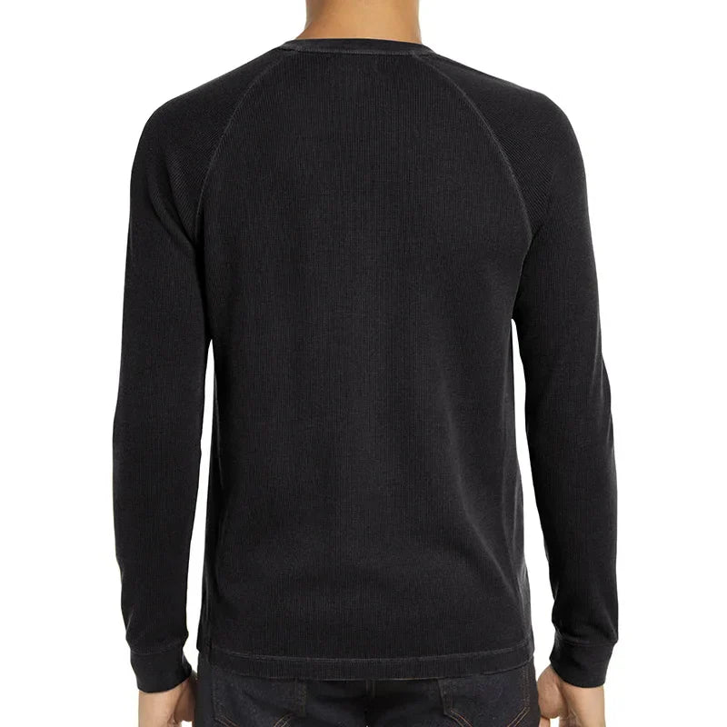saferido Spring Autumn Long Sleeve Tshirt Men Fashion Henry Collar Solid Color Casual Pullover Tops Mens Knitting Tees Man Clothing