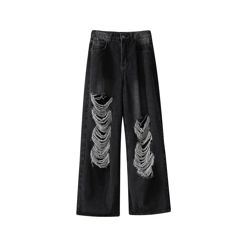 saferido Hole Ripped Jeans for Men Korean Fashion Tights Men's Pants Hip Hop Women's Casual Trendyol Streetwear Hip Hop Grunge Baggy Straight