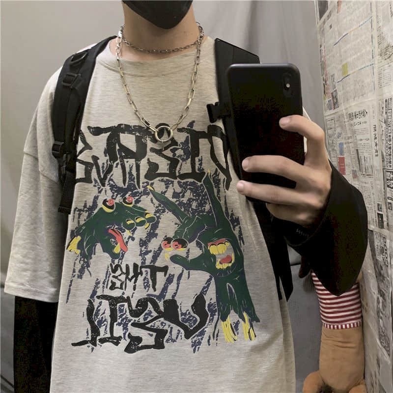 T-shirt for Men Summer Cross of Thorns Suitcase Men's T-shirts Long-sleeved Dark Hip-hop Men's oversize t-shirt Y2k T Shirt
