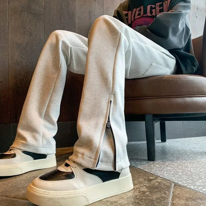 saferido Male Sports Pants Tights Plain Skinny Cotton Straight Slim Trousers Men's Sweatpants Korean Style Harajuku Wide Baggy Long Joker