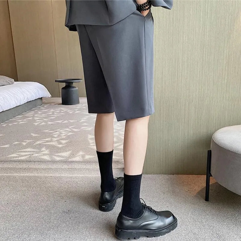 saferido Pleated Shorts Men Summer White Shorts Korean Fashion Casual Shorts Work Wear Clothes Breathable Comfort Slim Fit Bermudas