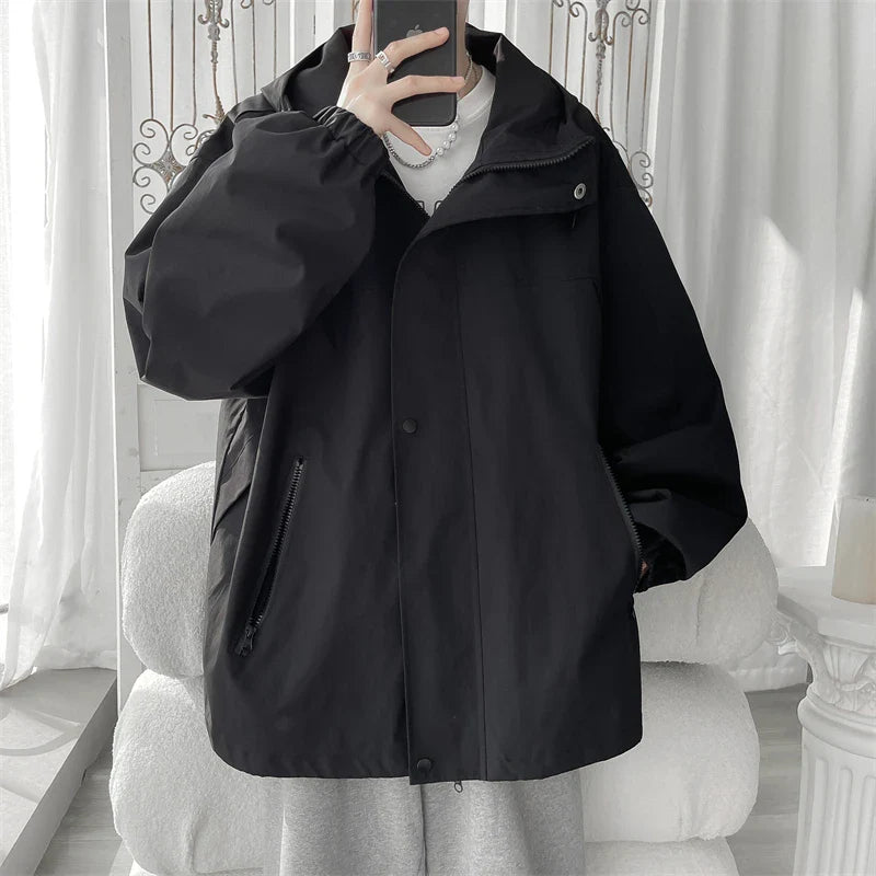 saferido Outerwear Loose Fitting Men Spring Jackets Men's Clothing Men's Korean Style Clothes Hoodie Popular Hooded Coats