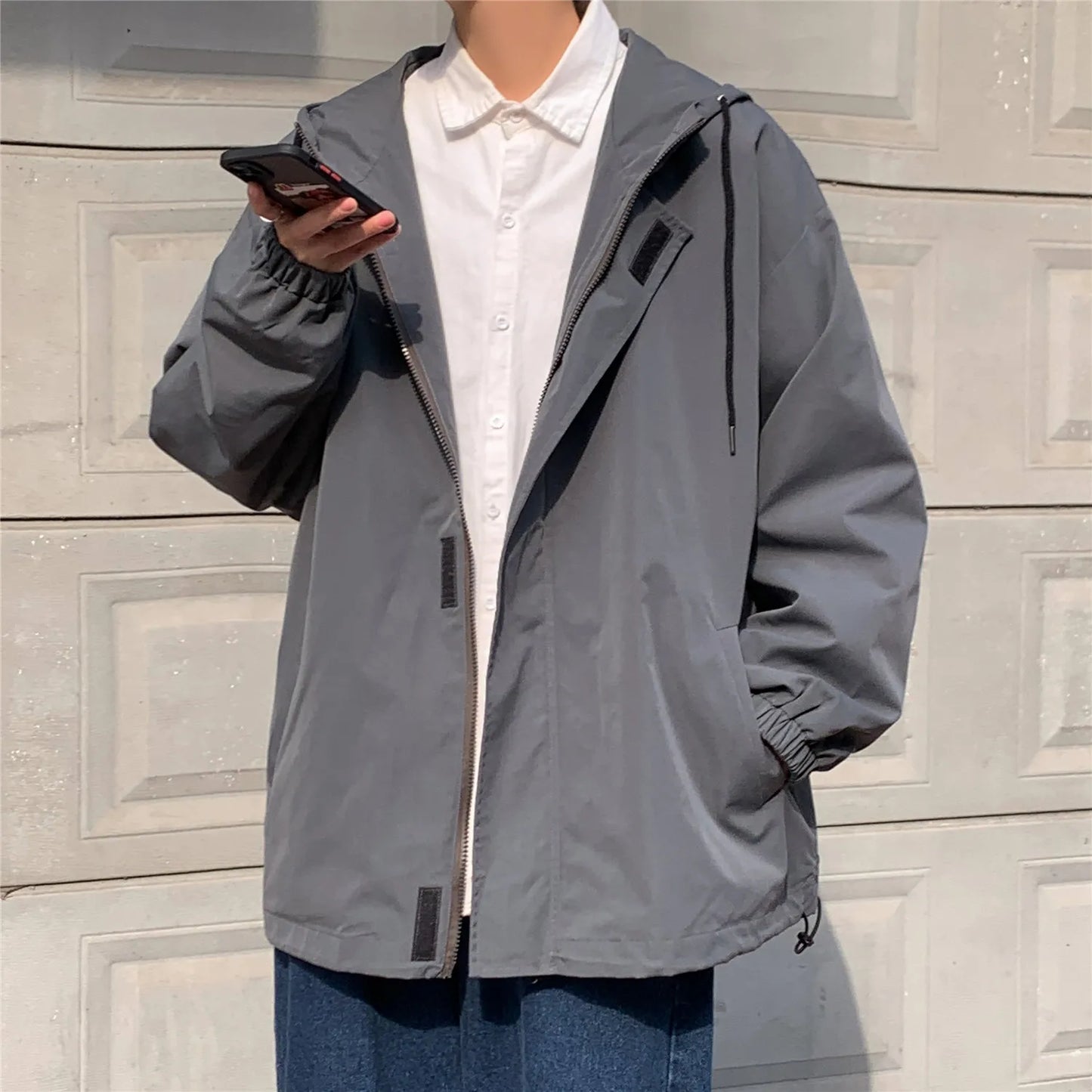 saferido Man Hoodie Hooded Jackets Men's Clothing Loose Fitting Korean Popular Clothes Outerwear Coats Spring Style