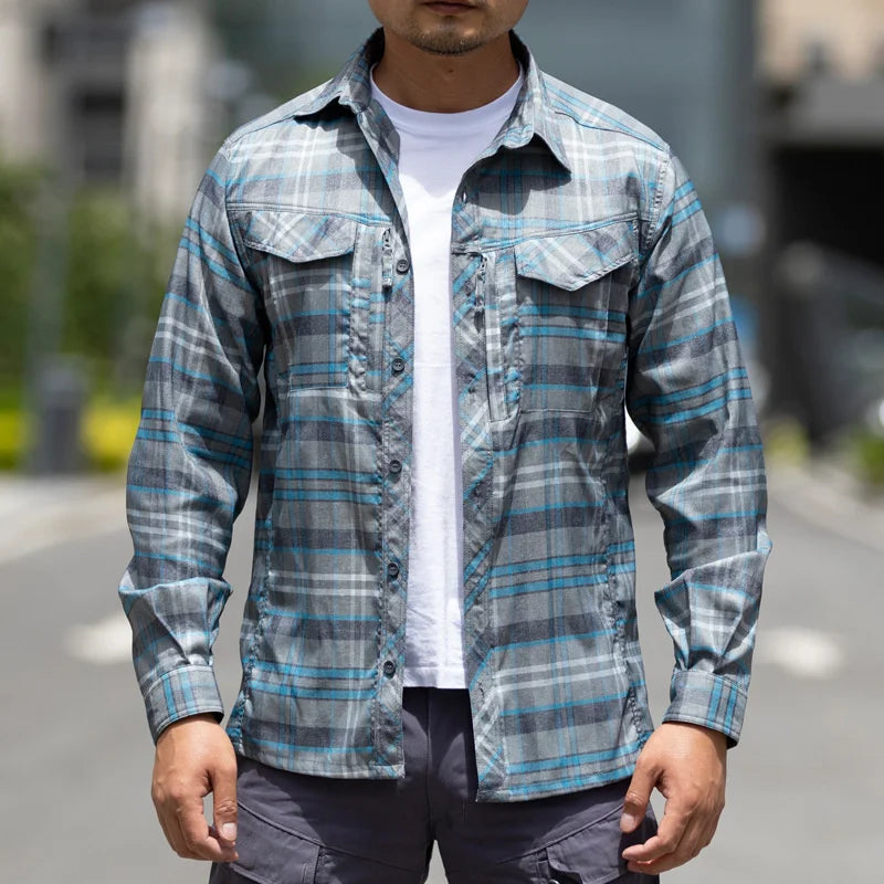 saferido Outdoor Hiking Tactical Shirt Quick Dry Skin Clothes Spring Summer Breathable Military Shirt Lapel Casual Business Shirts Tops