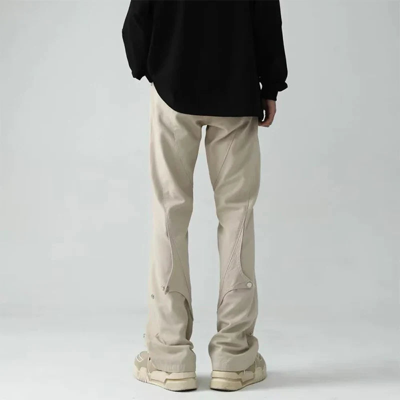 saferido Spring Autumn Vintage Harajuku Solid Pants Men Loose Fashion Trousers Y2K Pockets Patchwork Ropa Hombre All Match Male Clothes