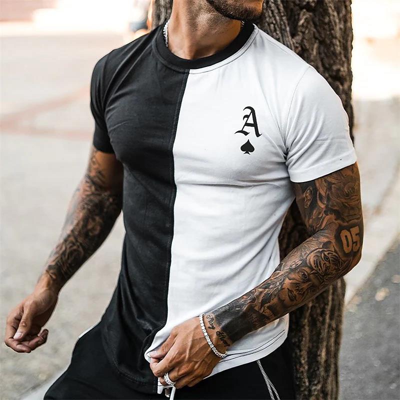 Summer Men's T-shirt 3D Men's Street Style Round Neck T Shirt Fashion Poker Print Short Sleeve Zebra Stripe Oversized Tops