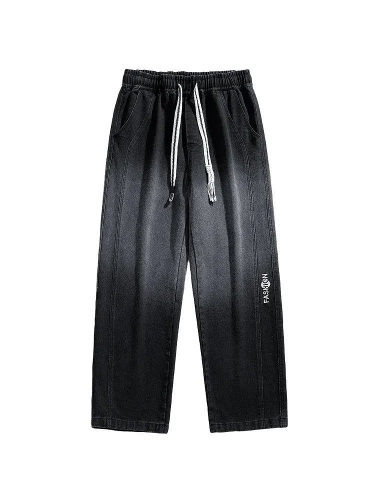 saferido Winter Men's Oversized Jeans Thicken Velvet Warm Denim Pants Wide-Leg Straight Thermal Fleece Baggy Jean Trousers