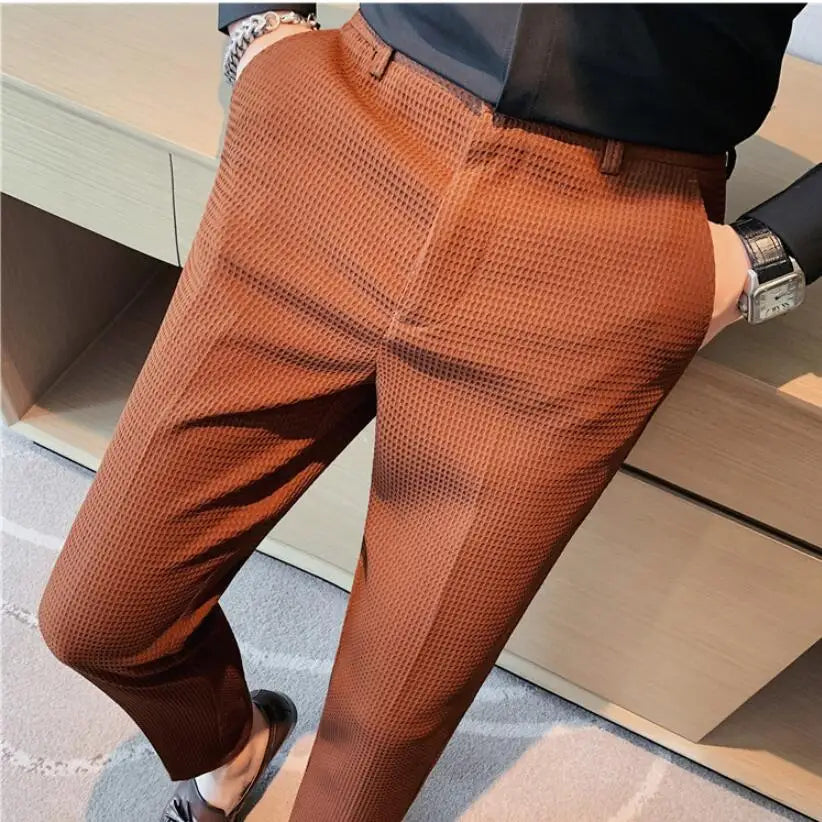 saferido Men's Suit Trousers Spring And Summer Business Casual Pants Men's Fashion High-Quality Solid Color Slim Trousers Men 28-36