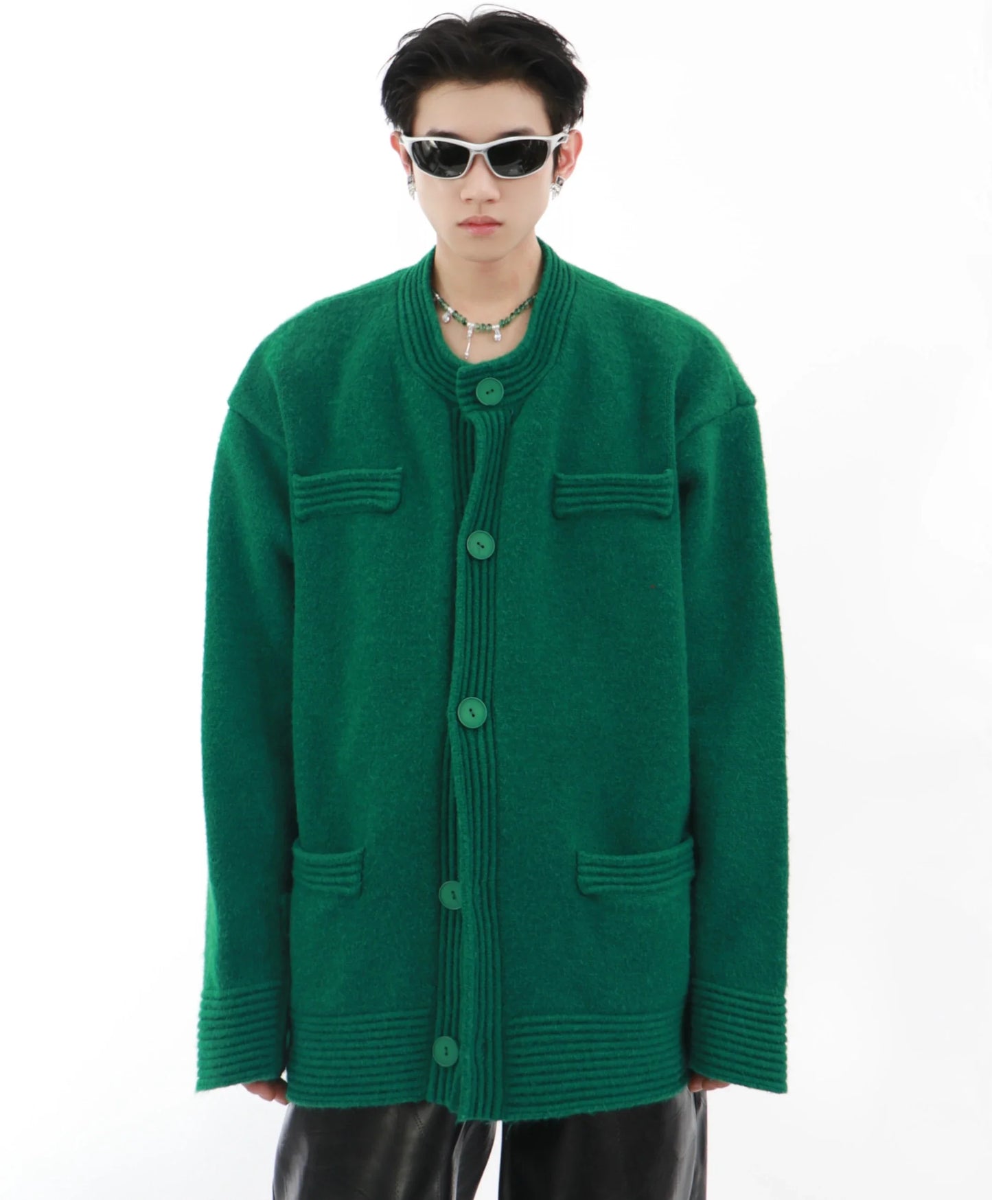 Autumn Cardigan Men Solid Baggy All-match Pockets Knitted Hip Hop Single Breasted Chic Japanese Style Advanced Handsome Harajuku