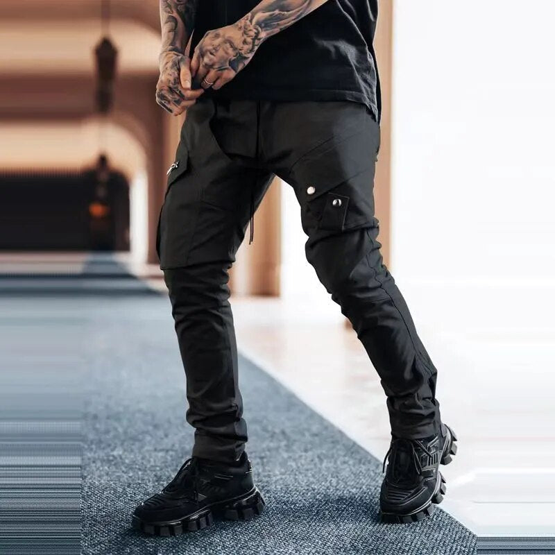 Europe And America New Fashion Men's Casual Loose Large Size Straight Woven Trousers Multi-pocket Sports Cargo Pants