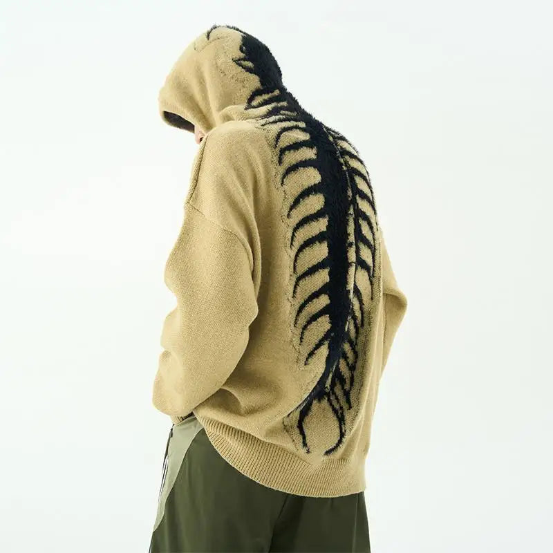 saferido American Men's Winter Oversized Pattern Loose Hooded Sweater Knit Sweater Sweater High Street Couple Sweater Trendy Tops Y2K
