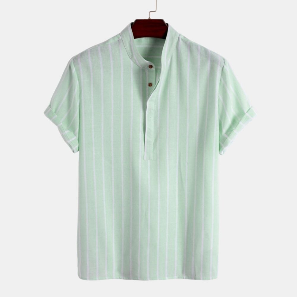Summer Striped Shirts Men's Hawaiian Shirts Striped Graphic Clothing Short Sleeve Tops Streetwear Oversized For Men Henleys