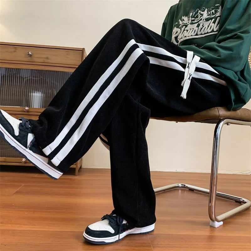 saferido New Corduroy Men's Spring And Autumn High Street Ins Trend Versatile Straight Loose Trendy Brand Drape Casual Trousers For Men