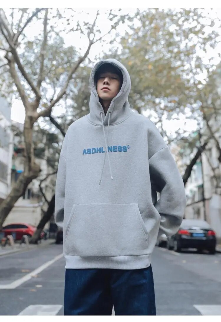 Autumn Letter Graphic Vintage Hoodies Men American Casual Hooded Sweatshirt Fashion Jumper Baggy High Street Male Pullovers