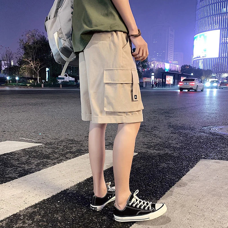 saferido Oversize Casual Shorts Men's Thin Street Trend Big Pocket Overalls Sports Loose Straight Pants Printed Letters Summer Clothes