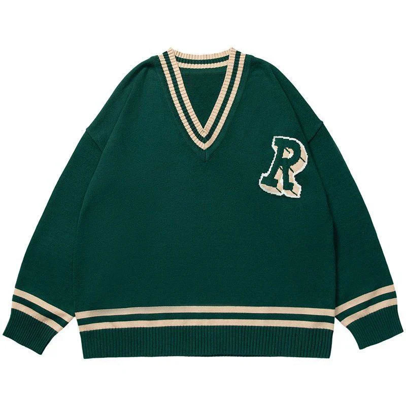 saferido Unisex Spring Autumn Oversize Pullover Sweater For Women Men Students College Japan Korea School DK JK Uniform Sweater Black