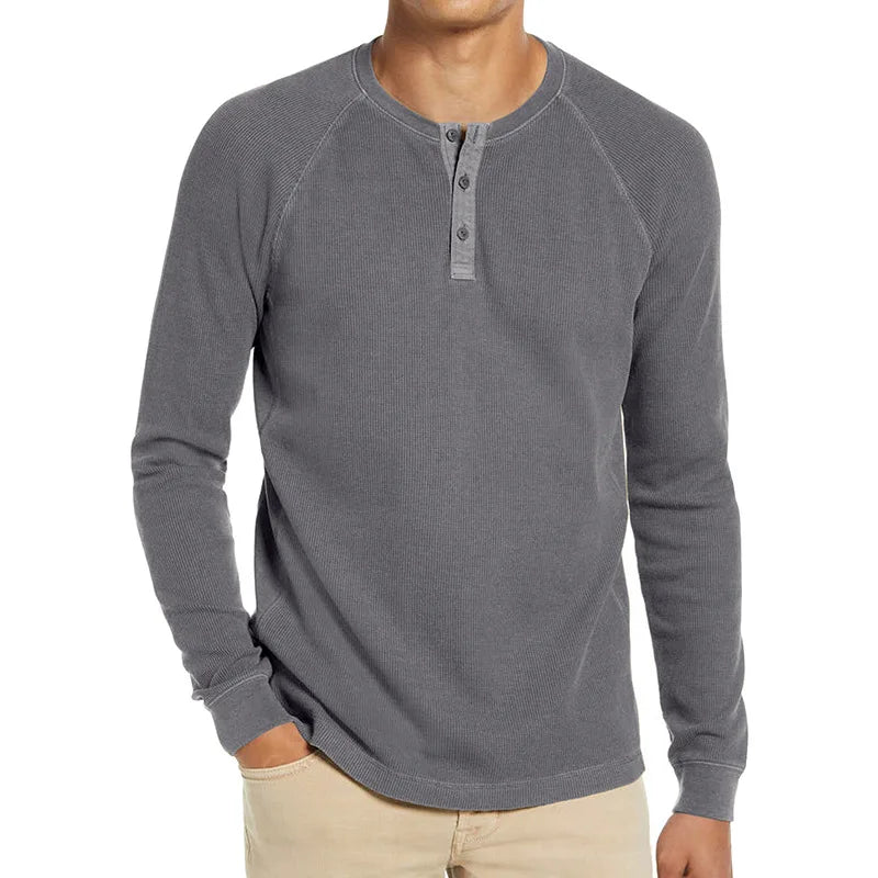 saferido Spring Autumn Long Sleeve Tshirt Men Fashion Henry Collar Solid Color Casual Pullover Tops Mens Knitting Tees Man Clothing