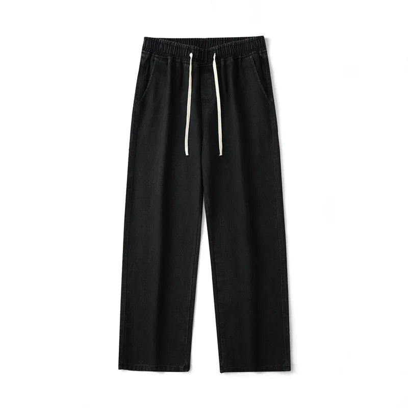 saferido Elastic waist jeans men's spring and autumn American loose straight leg casual versatile wide leg pants