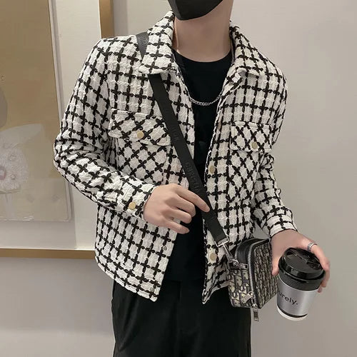 saferido New Style Men Spring High Quality Plaid Casual Jackets/Male Slim Fit Fashion Autumn Lapel Plaid Coat S-3XL