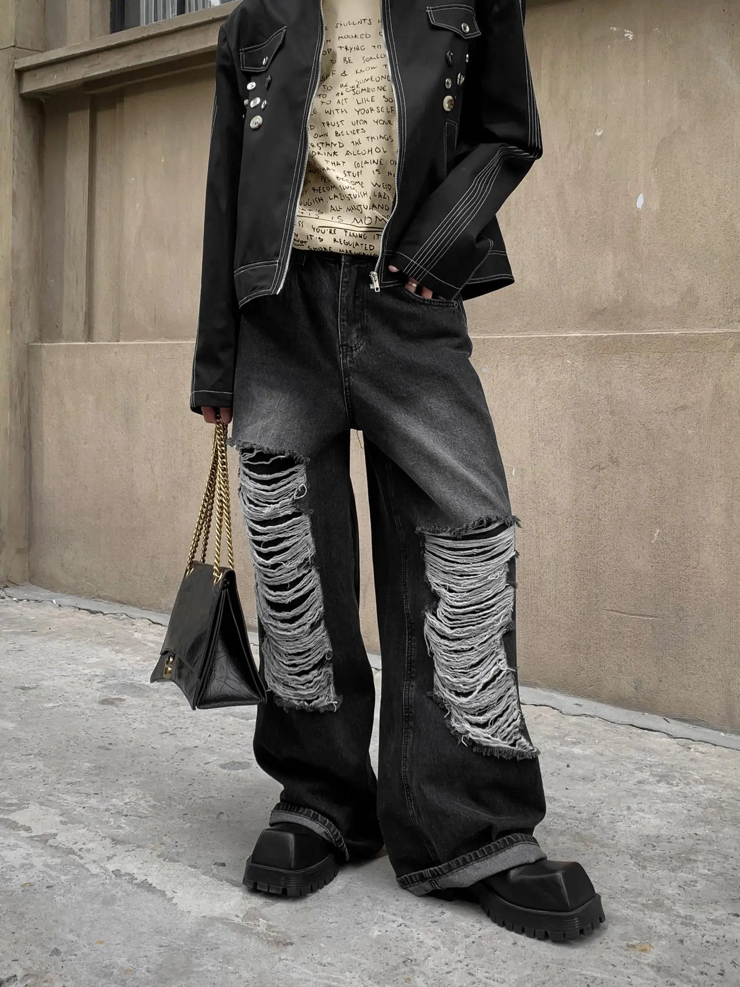 saferido Hole Ripped Jeans for Men Korean Fashion Tights Men's Pants Hip Hop Women's Casual Trendyol Streetwear Hip Hop Grunge Baggy Straight