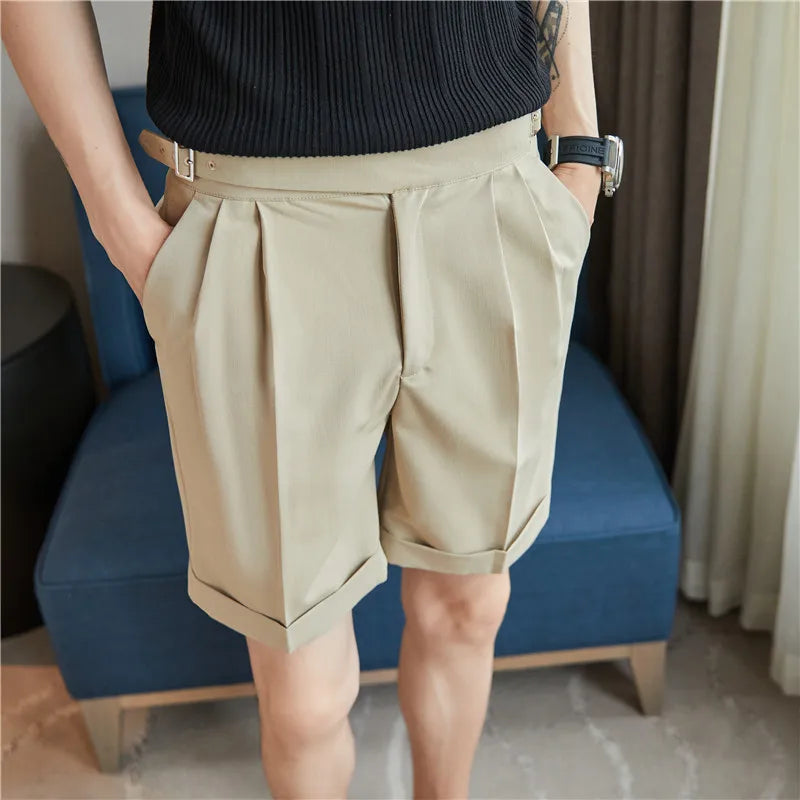 saferido Pleated Shorts Men Summer White Shorts Bermuda Work Wear Clothes Men Breathe Cool Streetwear Short Korean Fashion Style 36
