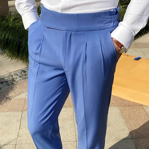 saferido High Quality British Gentlemen Business Casual Slim Fit Pants Men Dress Pants Solid All Match Formal Wear Office Trousers