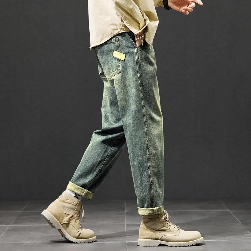Jeans For Men Baggy Pants Loose Fit Harem Pants Vintage Clothes Men Fashion Pockets Patchwork Large Trousers Oversized 42