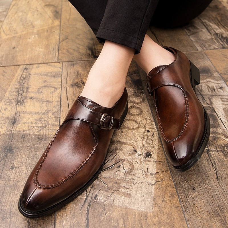 saferido Men Leather Shoes Fashion Luxury Wedding Shoes Mens Loafers Moccasins Driving Walking Shoes for Men Party Classic Buckle Busines