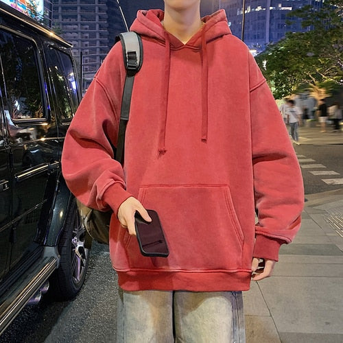 Legible Spring Autumn Casual Hoodies Men Solid Hooded Hoodies Male Loose Sweatshirts Pullovers Man