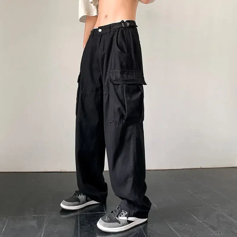 saferido Men's Cargo Pants White Stacked Wide Male Trousers Straight Aesthetic Loose Harajuku Luxury Big Size Fashion Korean Style Y2k