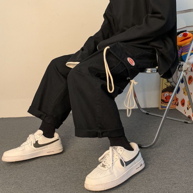 Korean Style Men's Cargo Pants Streetwear Fashion Harem Pants Loose Casual Wide leg Trousers Cotton brand new