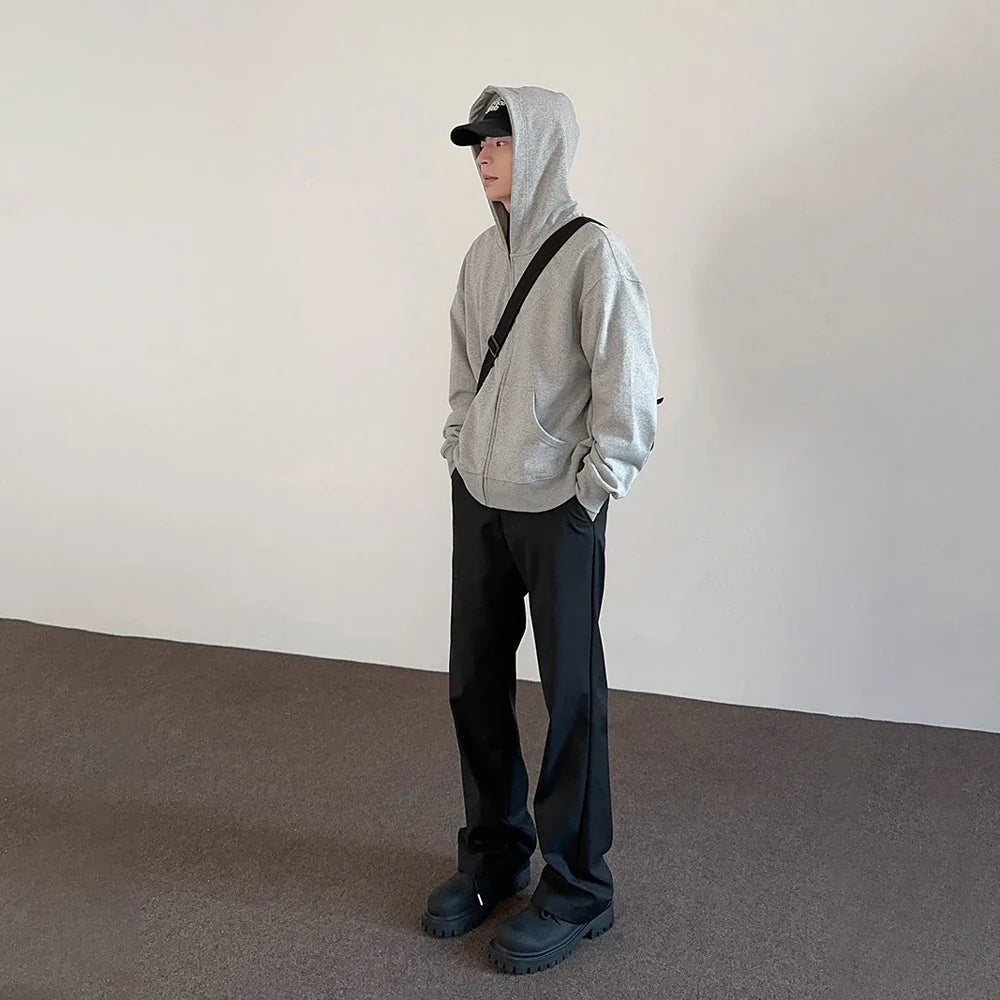 saferido Mens Pants Suit Casual Korean Fashion 2024 New Original Streetwear Skinny Straight-leg Formal Clothes Thin Black Trousers Summer