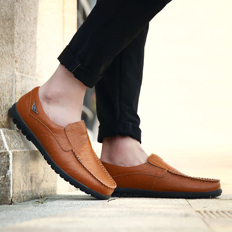saferido Genuine Leather Men Casual Shoes Luxury Brand Mens Loafers Moccasins Breathable Slip on Black Driving Shoes Plus Size 37-47