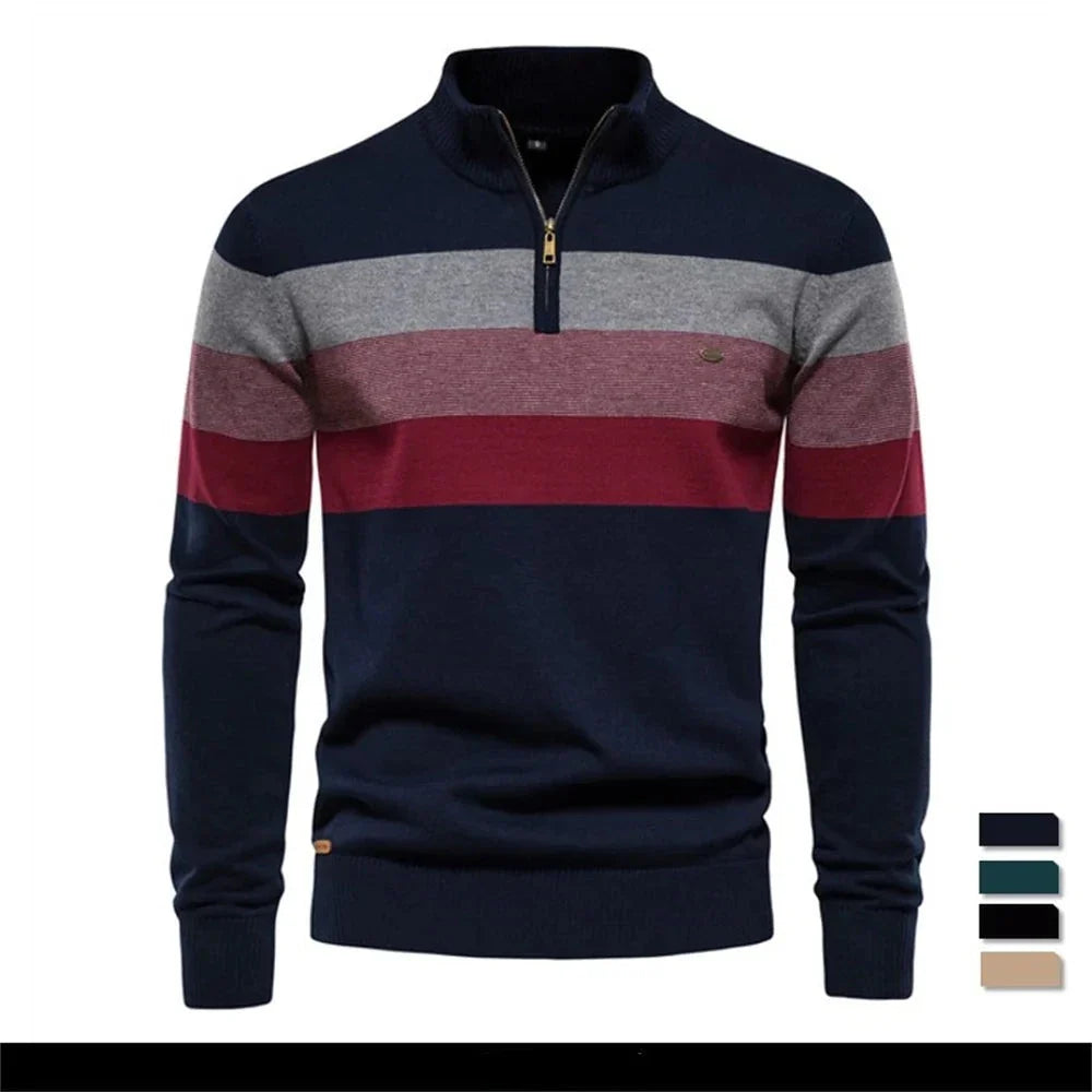 Brand Quality Cotton Sweater for Men Half Zipper Pullover Autumn Winter Warm Mens Sweaters