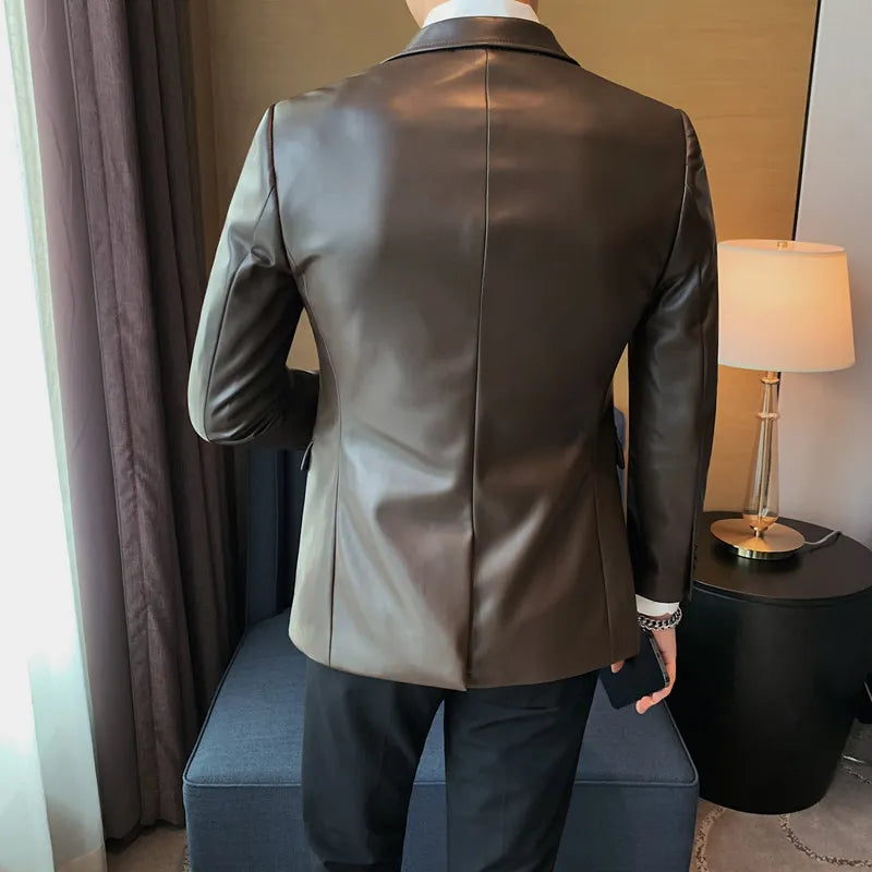 Autumn Winter Brand Clothing Men's Casual Leather Jackets Male Slim Fit Fashion Casual Leather Jackets/Man Coats S-3XL
