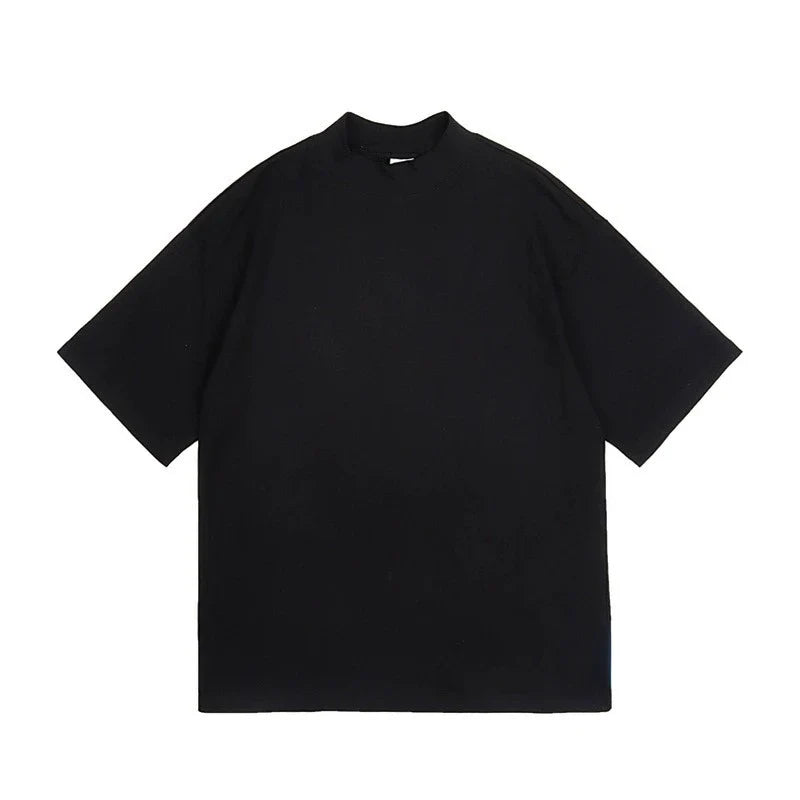 saferido High Quality Luxury Solid Color T-shirt Niche Crew Neck Japanese Short Sleeve T-shirt Men Summer Loose Casual Bottoming Shirt
