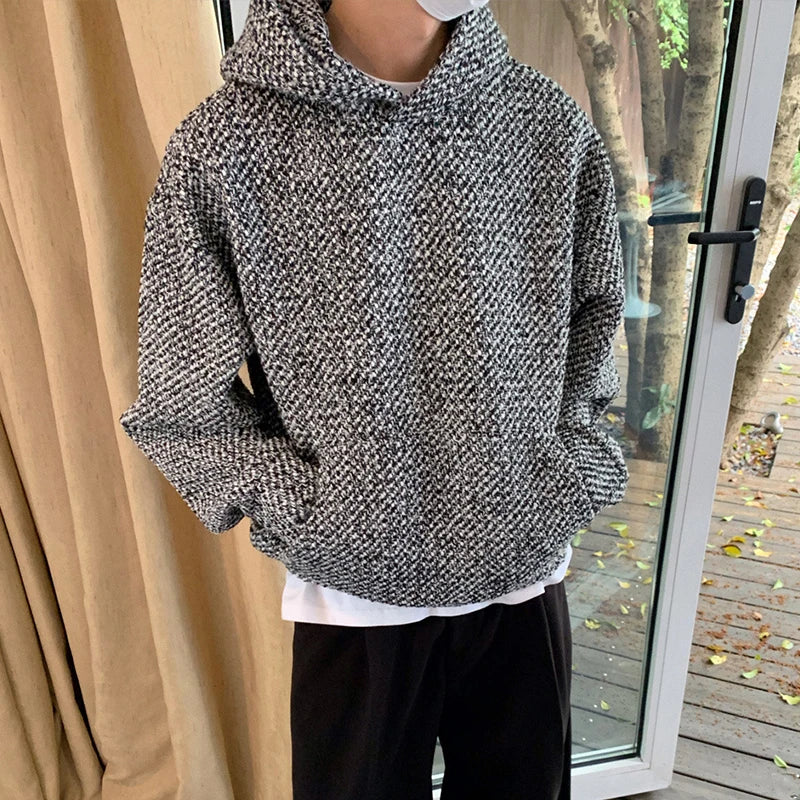 Autumn Clothing Men's Luxury Harajuku Texture Hooded Sweatshirt Casual Fashion Long Sleeve Vintage Pocket Hoodie