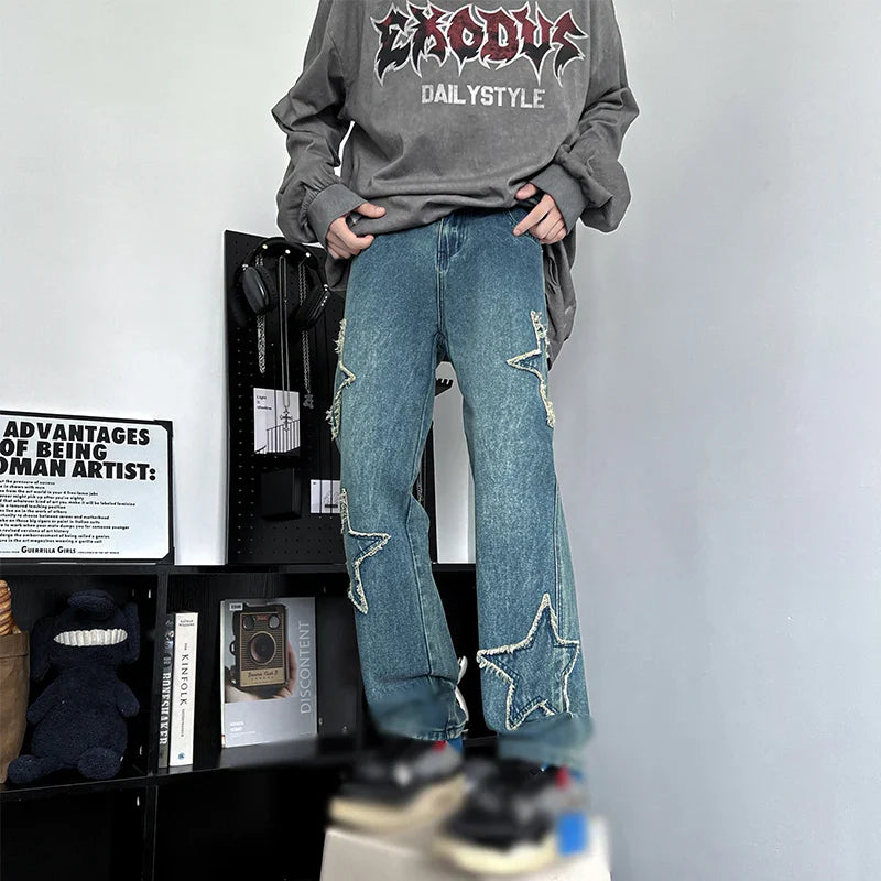 saferido Vintage Men's Trendy Jeans American Premium Simple Casual Pants Fashion Street Male Straight Pants Fashionable Peplum Clothing