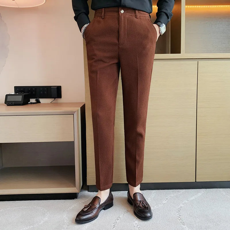 saferido Men's Suit Trousers Spring And Summer Business Casual Pants Men's Fashion High-Quality Solid Color Slim Trousers Men 28-36