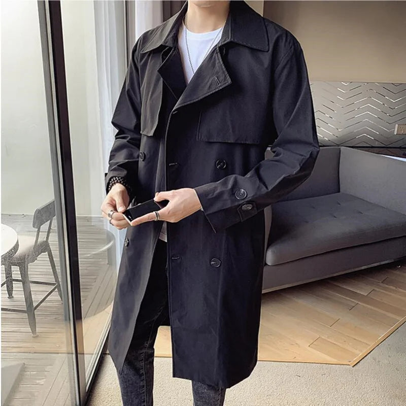 saferido Clothing Men's Spring High Quality Business Trench Coats/Male Slim Fit Long Casual Windbreaker Jackets S-5XL