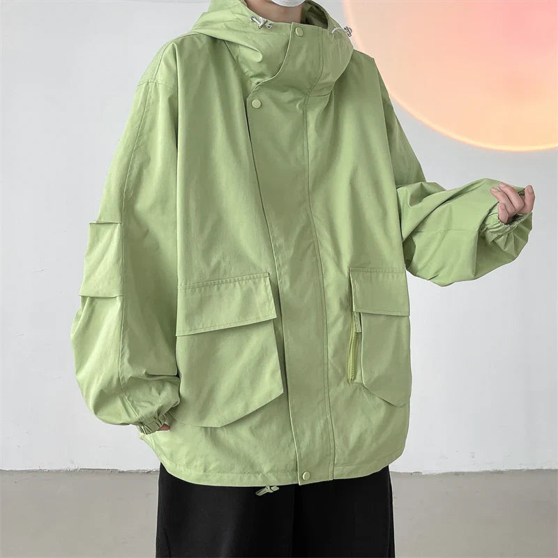 saferido Men's Korean Style Clothes Outerwear Loose Fitting Hooded Jackets Original Clothing Man Hoodie Men's Coats