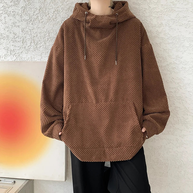 saferido Harajuku Corduroy Hoodies Men High Quality Streetwear Loose Y2k Hip Hop Hooded Sweatshirts Couple Clothing Female Pullovers