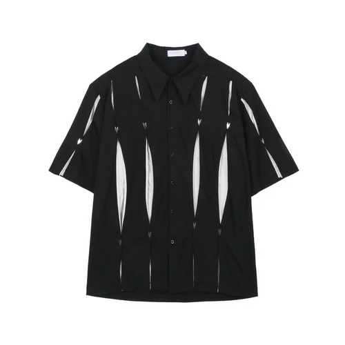 saferido Summer Fashion Korean Short Sleeve Men Shirt Loose Casual Shoulder Pad Shirt Turn-down Collar Pocket Simple Shirts