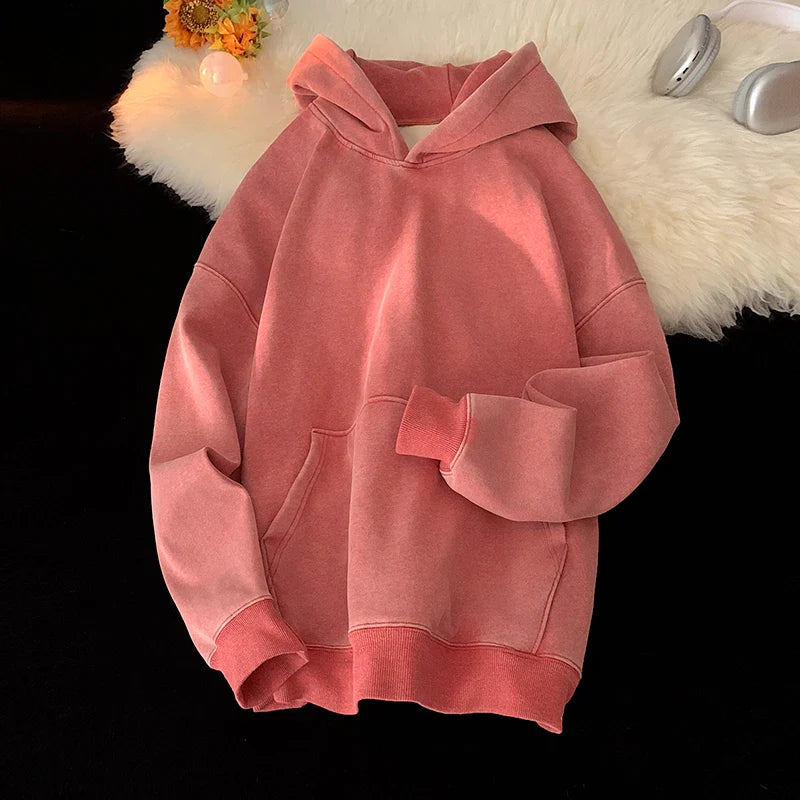 saferido Men Sweatshirts Washed Hoody Vintage Streetwear Baggy Fashion Harajuku Female Casual Hoodies