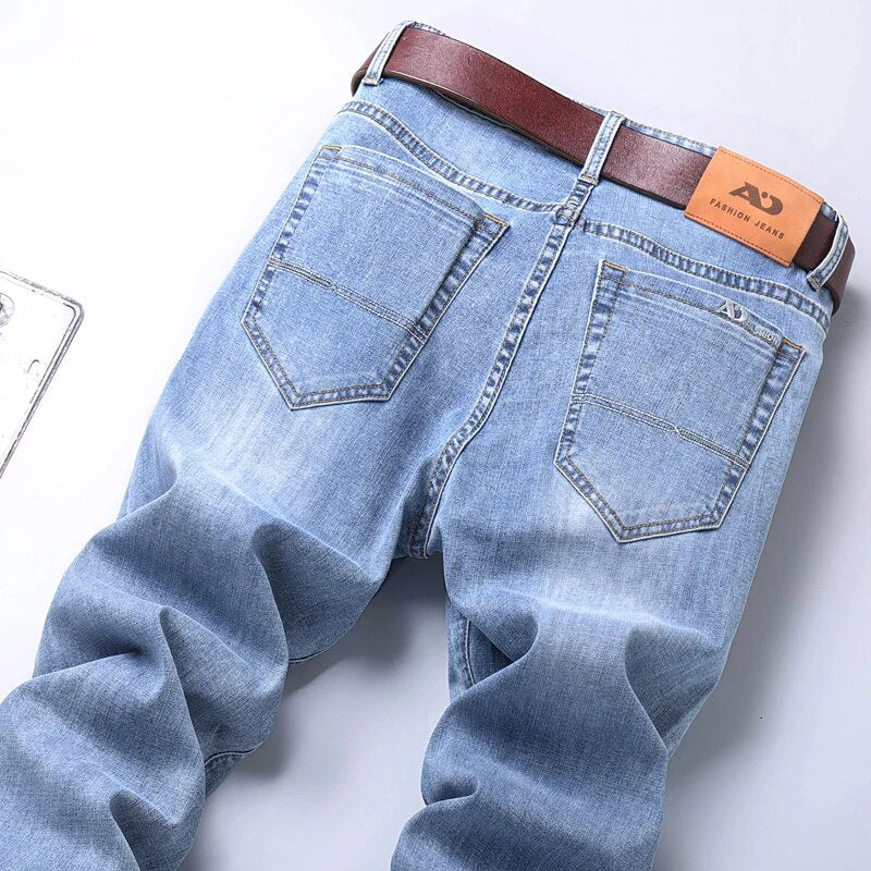 Autumn WInter Thick or Thin Materail Men's Luxury Clothing Classic Style Men Jeans Business Stretch Denim Male Trousers