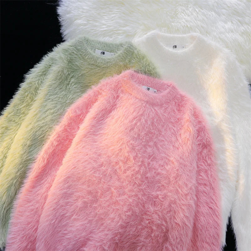 Men Autumn Winter New Oversize Solid Color Knitted Jumpers Male O-neck Sweater Tops Men Long Sleeve Warm Pullovers I594