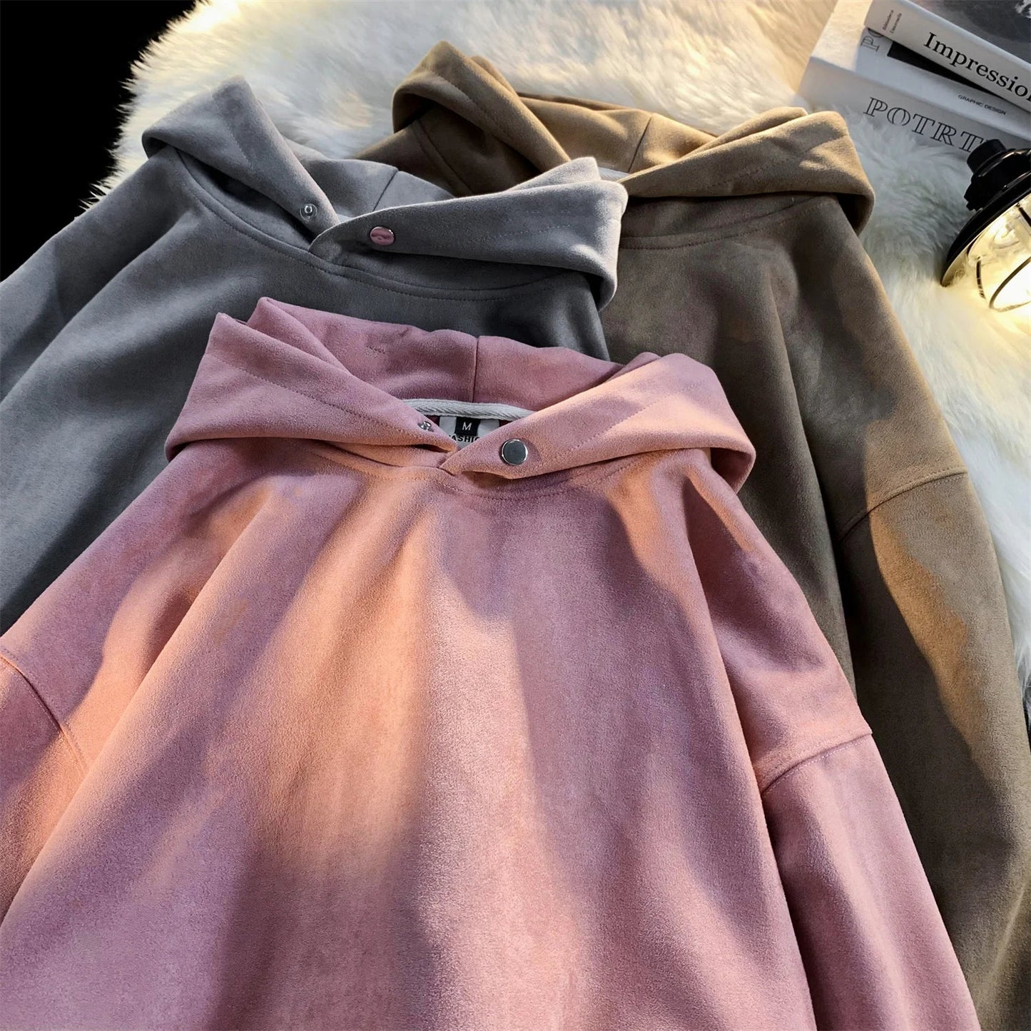 saferido Fall Men Sweatshirts Japanese Streetwear Vintage Trend Unisex Couple Loose Harajuku Casual Fleece Hoodies Coat