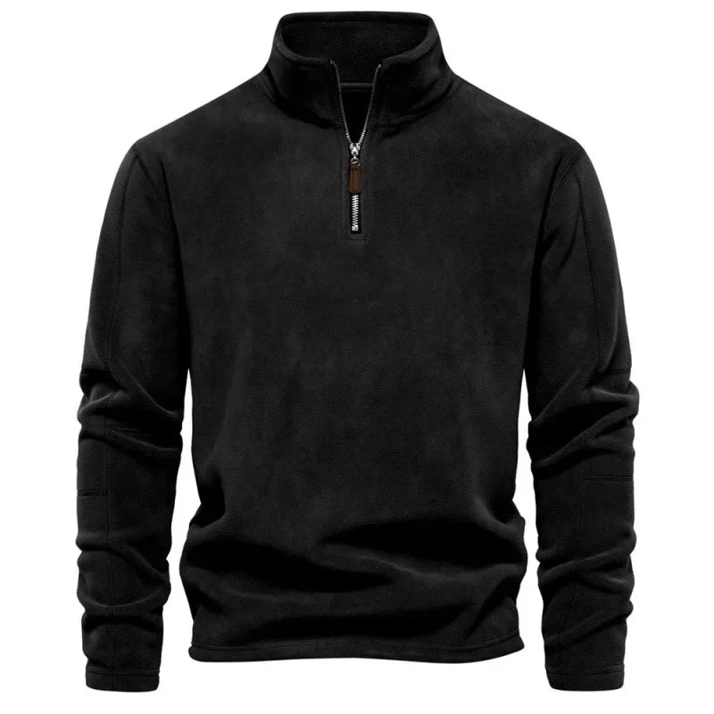 New Autumn Winter Thicken Warm Fleece Jacket for Men Zipper Neck Pullover Quality Men's Sweatshirt Soft Mens Jacket
