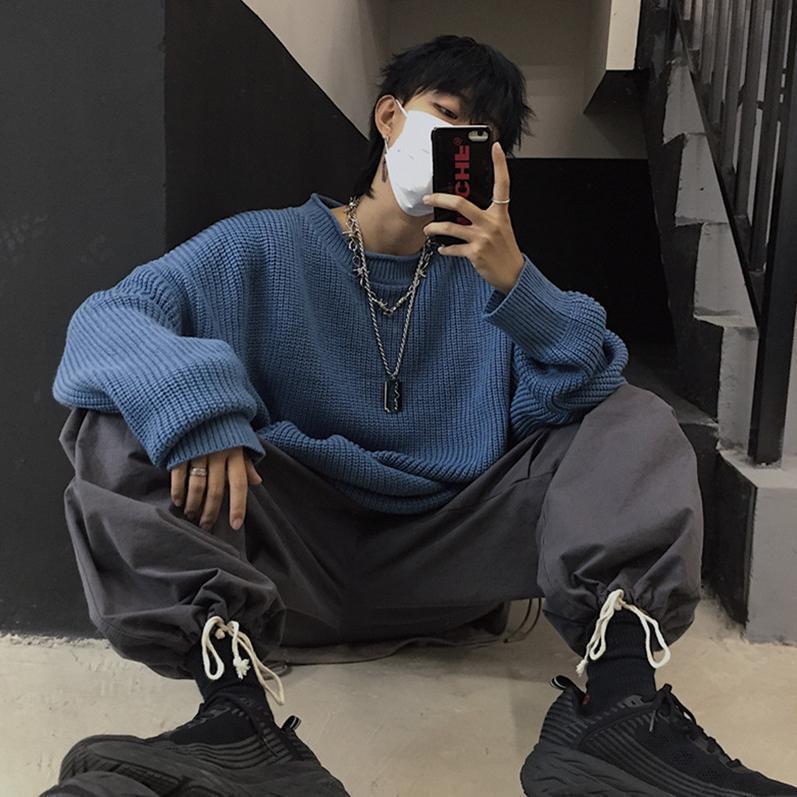 Autumn New Men's Lop-up Hollow Sweater Unisex Solid Color Wool Sweaters Winter Fashion Knitted Pullovers Male Brand Clothes