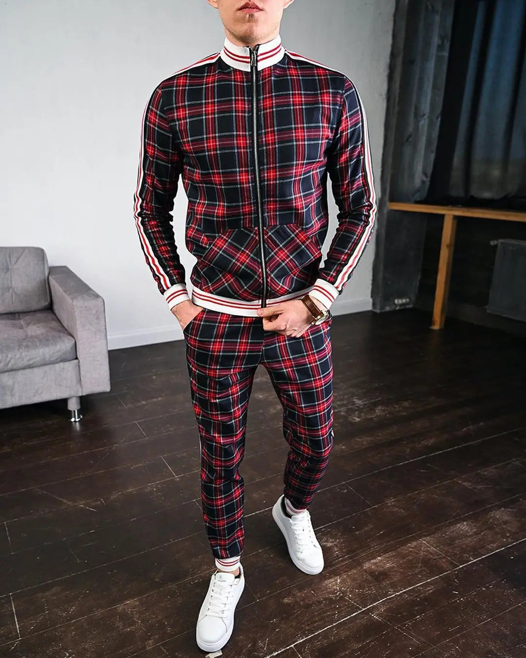 saferido Men's Suit Autumn Casual Men's Clothing European and American Fashion Brand Large Size Sportswear Two-piece Set
